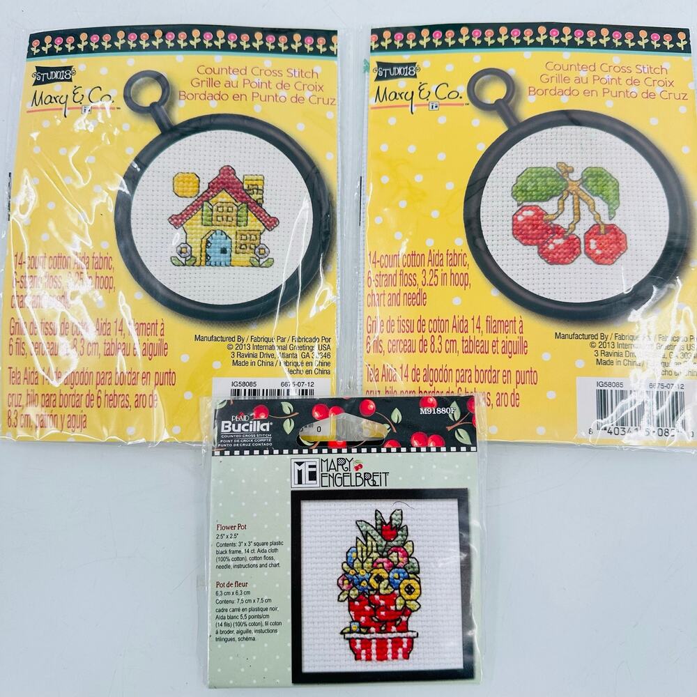 MARY ENGELBREIT Mary's Favorites Counted Cross Stitch Pattern Kits Cherries (3)